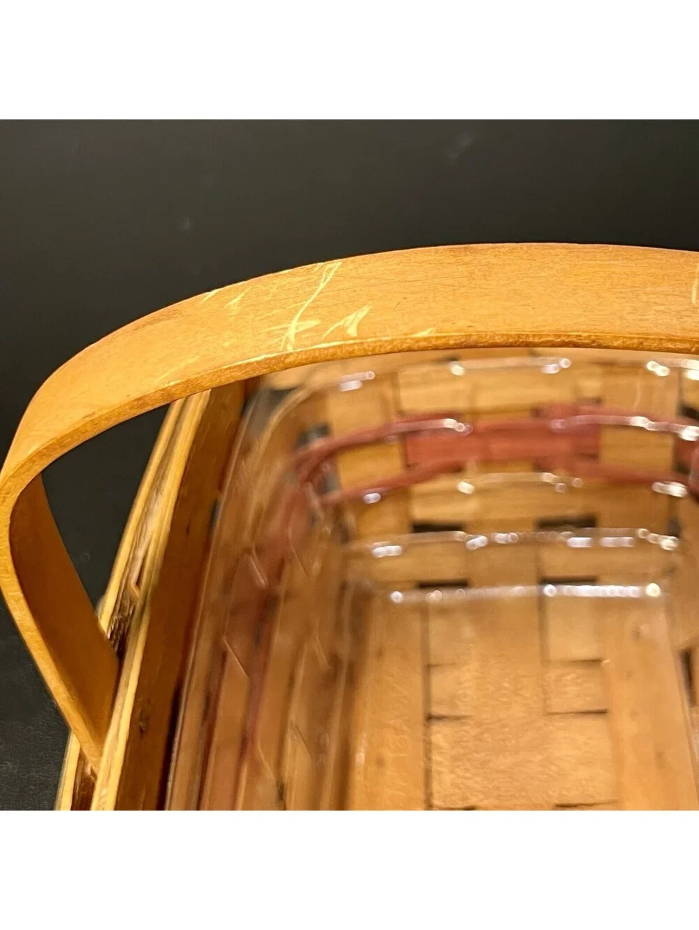Longaberger 1990 Christmas Gingerbread Basket Signed Plastic Liner, 10x6.5”